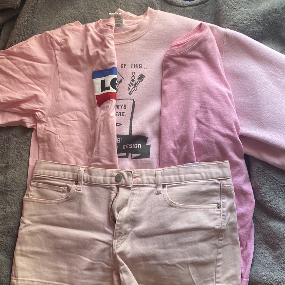 Baby Pink Bundle (long sleeve, T-shirt, Shorts, pullover sweater)